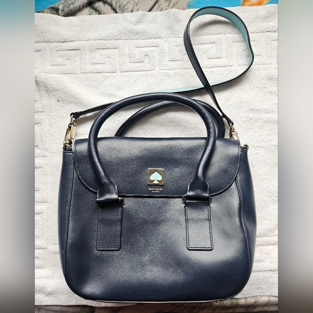 Kate spade bond street flo Satchel holiday blue turquoise handbag purse